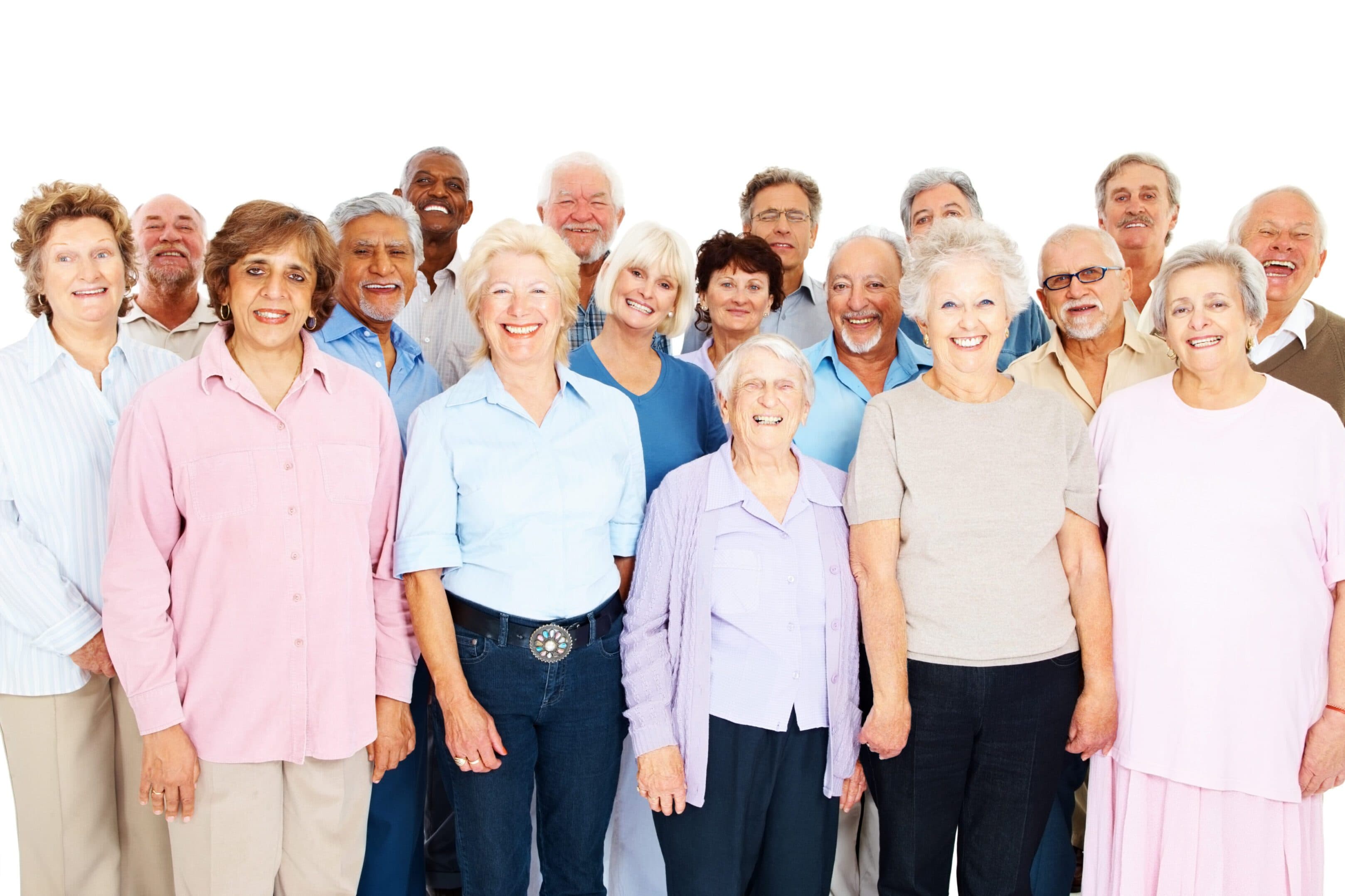 A caregiver and resident smiling together